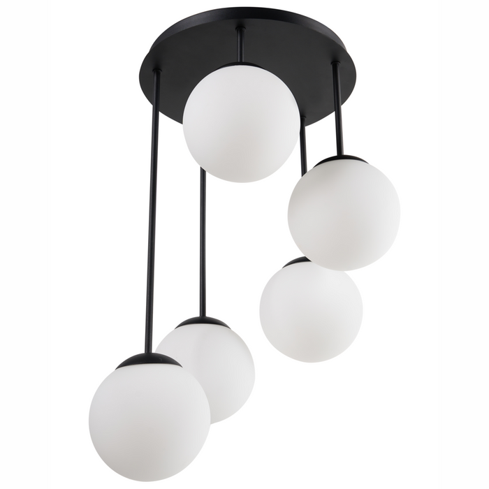 Lampadario a 5 luci con paralume in metallo nero stile moderno