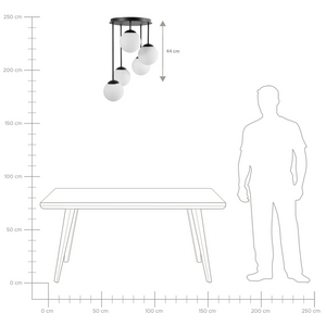 Lampadario a 5 luci con paralume in metallo nero stile moderno