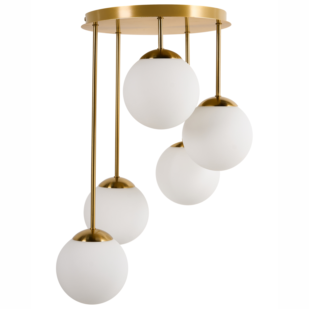 Lampadario a 5 luci con paralume moderno ottone Riana