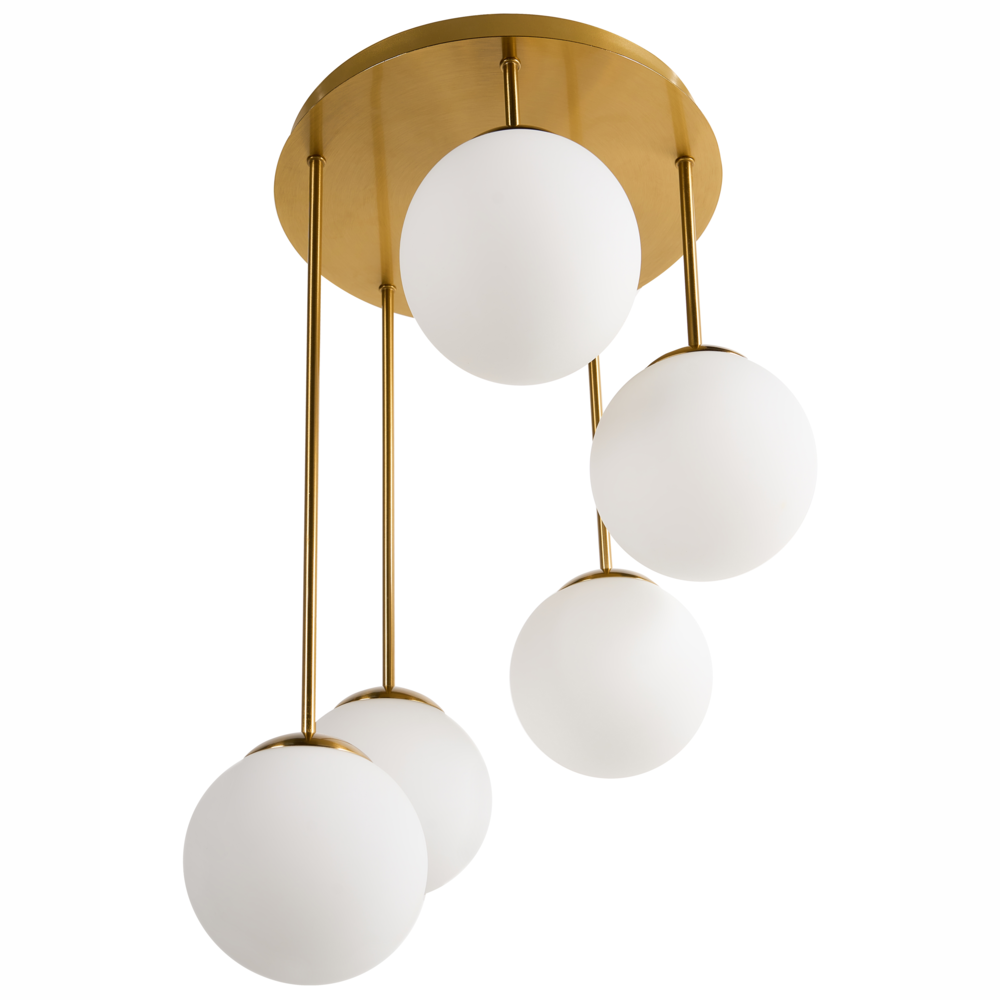 Lampadario a 5 luci con paralume moderno ottone Riana