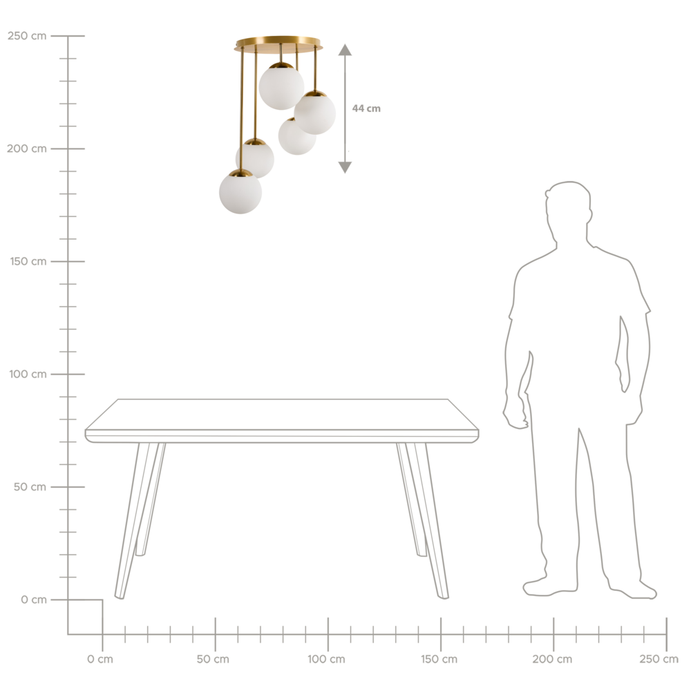 Lampadario a 5 luci con paralume moderno ottone Riana