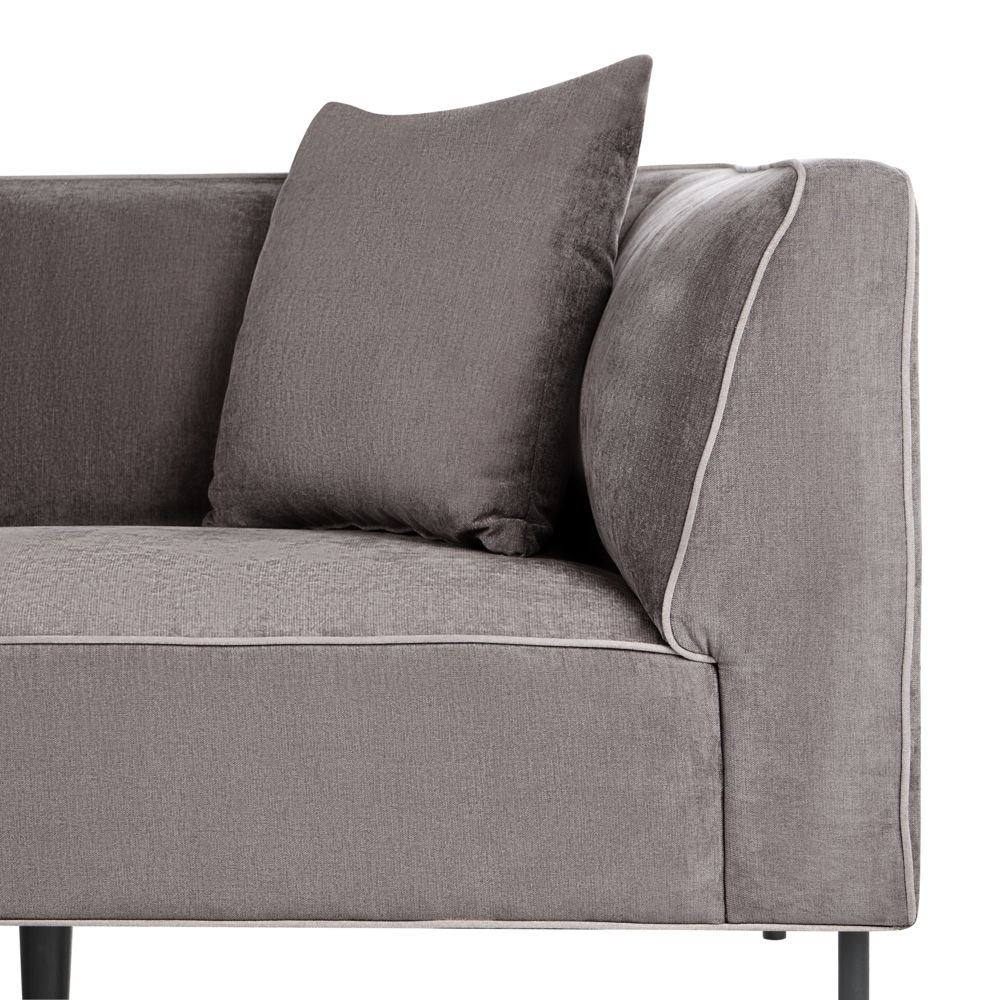 Divano angolare a 3 posti Tortora Rivestimento in tessuto a destra con braccioli Soggiorno in stile moderno