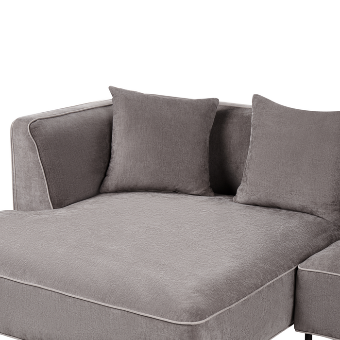 Divano angolare a 3 posti Tortora Rivestimento in tessuto a destra con braccioli Soggiorno in stile moderno