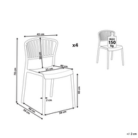 Set di 4 sedie da pranzo in plastica marrone per interni ed esterni impilabili in stile minimalista