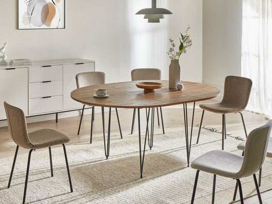 Tavolo da pranzo allungabile Marrone MDF Gambe in metallo 120/160 x 120 cm Meccanismo ad ala di farfalla Ovale