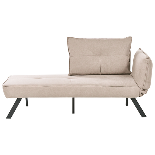 Chaise longue destra in tessuto tortora con schienale regolabile e funzione letto con cuscino idrorepellente