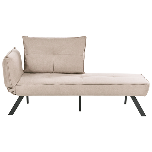 Chaise longue sinistra in tessuto tortora con schienale regolabile e funzione letto con cuscino idrorepellente