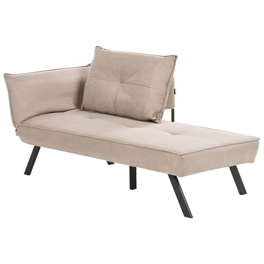 Chaise longue sinistra in tessuto tortora con schienale regolabile e funzione letto con cuscino idrorepellente