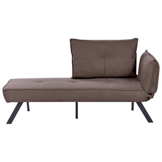 Chaise longue destra in tessuto marrone con schienale regolabile e funzione letto con cuscino idrorepellente