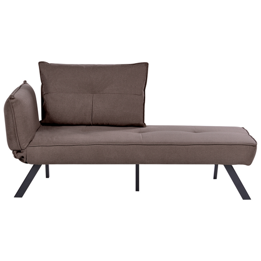 Chaise longue sinistra in tessuto marrone con schienale regolabile e funzione letto con cuscino idrorepellente