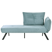 Chaise longue destra in tessuto azzurro con schienale regolabile e funzione letto con cuscino idrorepellente