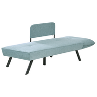 Chaise longue destra in tessuto azzurro con schienale regolabile e funzione letto con cuscino idrorepellente