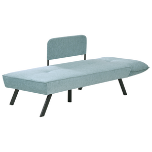 Chaise longue destra in tessuto azzurro con schienale regolabile e funzione letto con cuscino idrorepellente