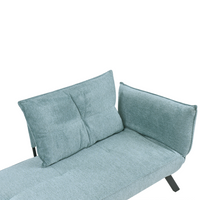 Chaise longue destra in tessuto azzurro con schienale regolabile e funzione letto con cuscino idrorepellente