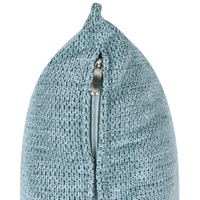 Chaise longue destra in tessuto azzurro con schienale regolabile e funzione letto con cuscino idrorepellente