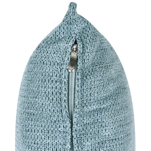 Chaise longue destra in tessuto azzurro con schienale regolabile e funzione letto con cuscino idrorepellente