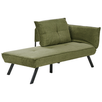 Chaise longue destra in tessuto verde con schienale regolabile e funzione letto con cuscino idrorepellente