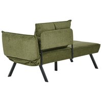 Chaise longue destra in tessuto verde con schienale regolabile e funzione letto con cuscino idrorepellente