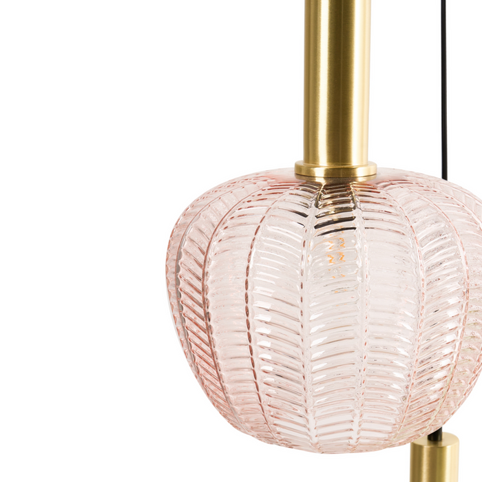 Lampadario a sospensione a 3 luci con paralume in vetro e base in metallo stile retrò multicolore