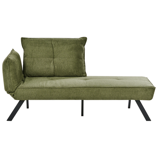 Chaise longue sinistra in tessuto verde con schienale regolabile e funzione letto con cuscino idrorepellente
