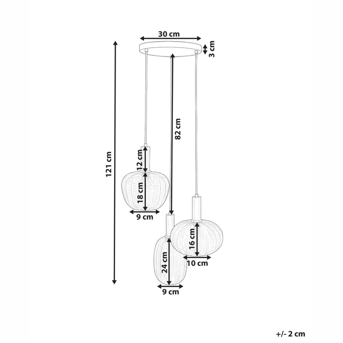 Lampadario a sospensione a 3 luci con paralume in vetro e base in metallo stile retrò multicolore