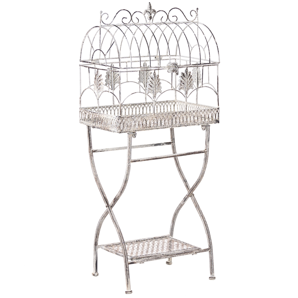 Set di 2 scaffali per piante in metallo da giardino indipendenti per interni e bagni colore grigio