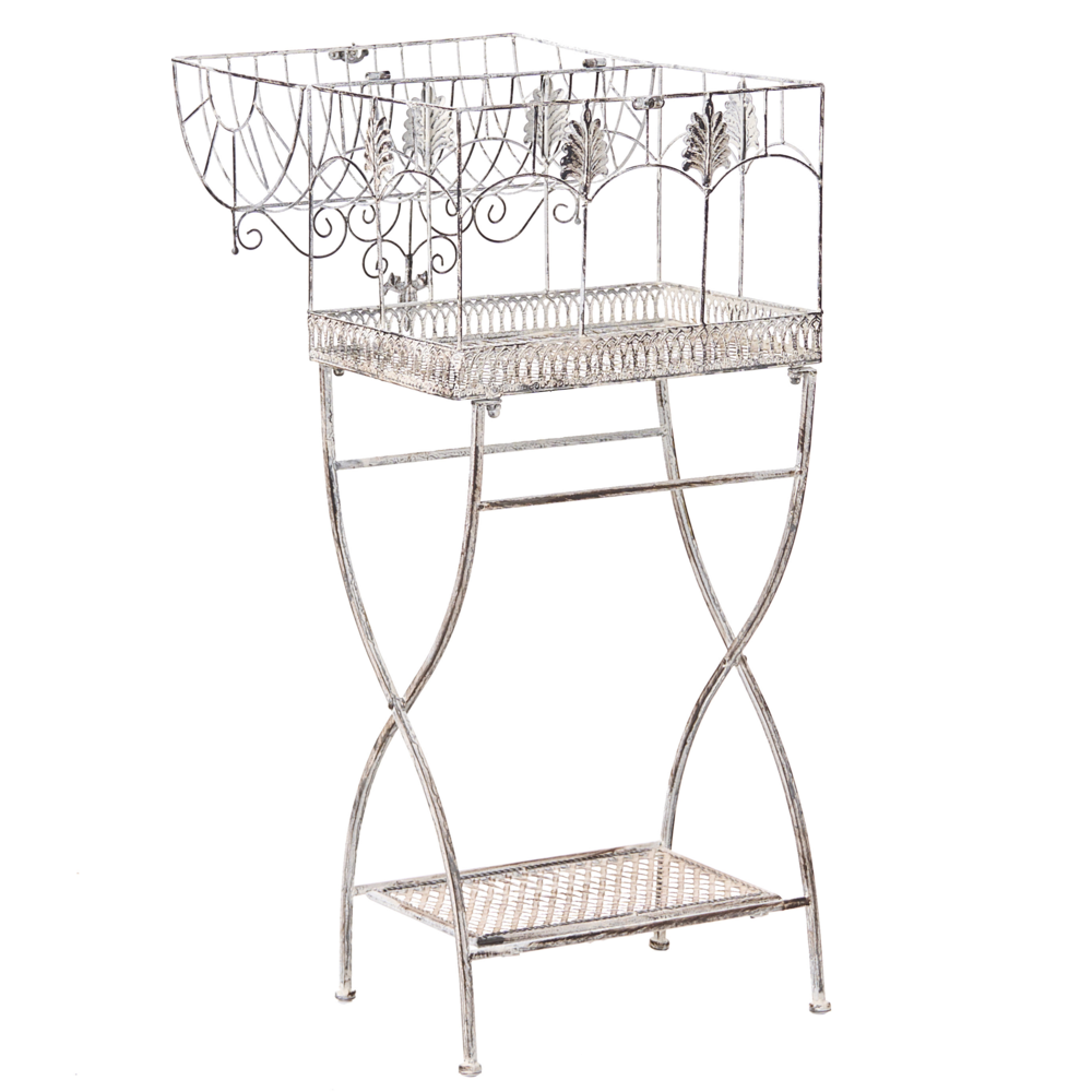 Set di 2 scaffali per piante in metallo da giardino indipendenti per interni e bagni colore grigio