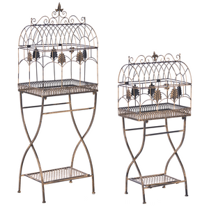 Set di 2 scaffali per piante in metallo da giardino indipendenti per interni e bagni colore nero