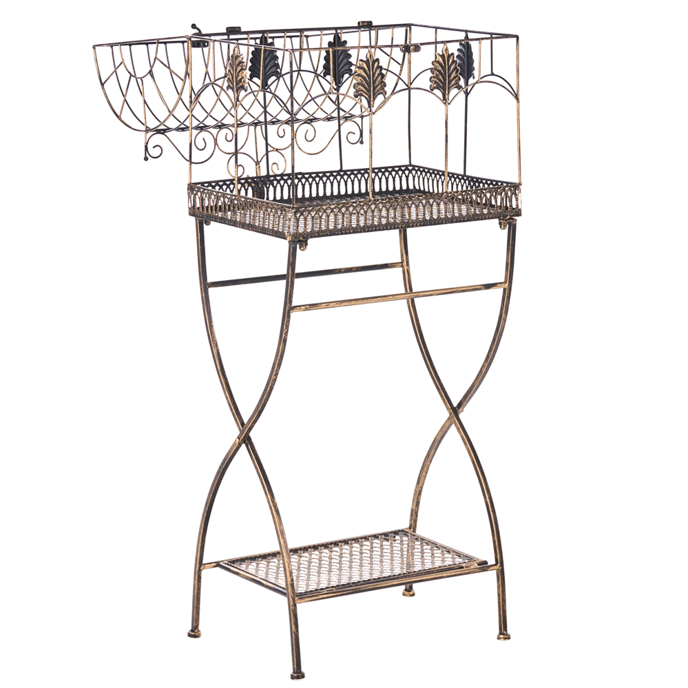 Set di 2 scaffali per piante in metallo da giardino indipendenti per interni e bagni colore nero