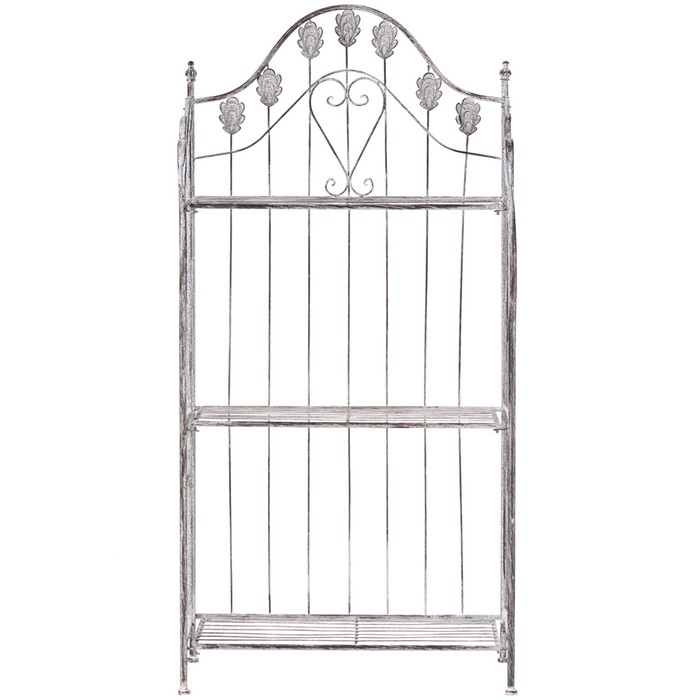 Scaffale per piante in metallo grigio 4 ripiani da giardino autoportante per esterni da esterno per interni da bagno