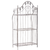 Scaffale per piante in metallo grigio 4 ripiani da giardino autoportante per esterni da esterno per interni da bagno