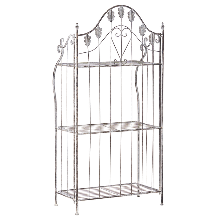 Scaffale per piante in metallo grigio 4 ripiani da giardino autoportante per esterni da esterno per interni da bagno