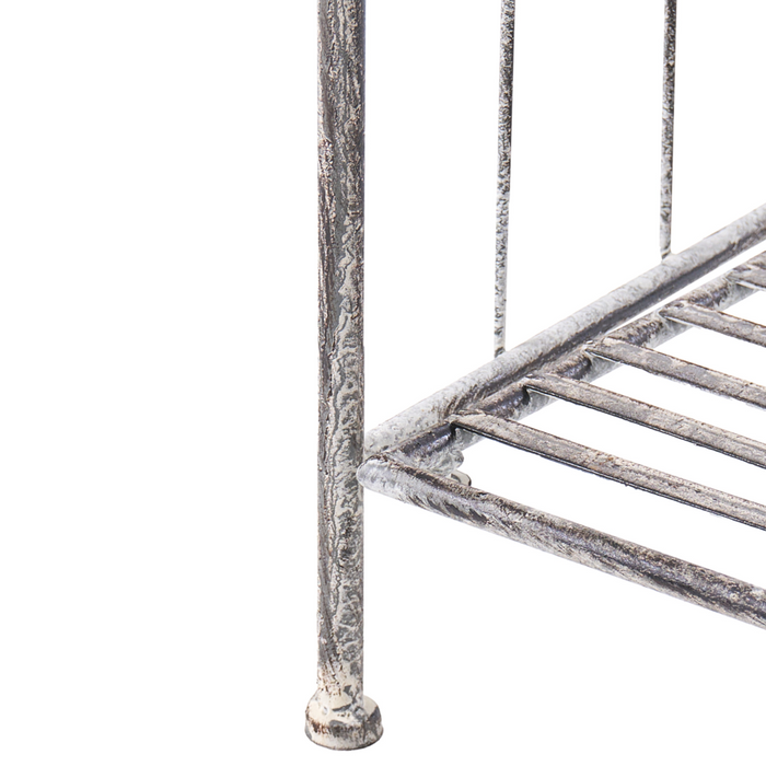 Scaffale per piante in metallo grigio 4 ripiani da giardino autoportante per esterni da esterno per interni da bagno