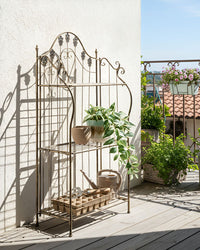 Scaffale per piante in metallo nero 4 ripiani da giardino autoportante per esterni da esterno per interni da bagno