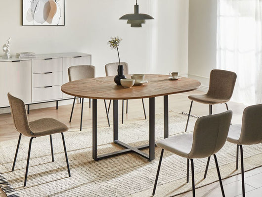 Tavolo da pranzo marrone nero MDF ferro 120/160 x 120 cm moderno quadrato allungabile gambe incrociate a X meccanismo a farfalla