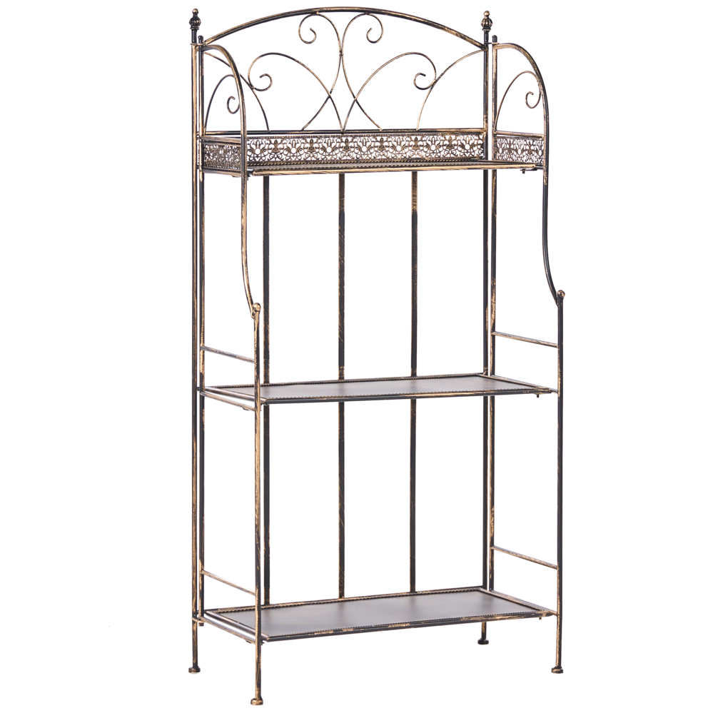 Scaffale per piante in metallo da giardino indipendente per interni e bagni nero