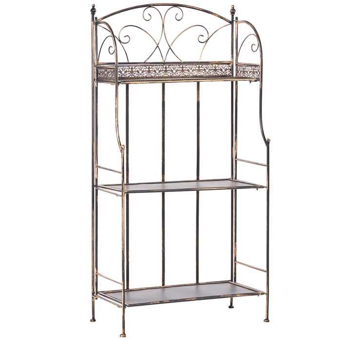 Scaffale per piante in metallo da giardino indipendente per interni e bagni nero