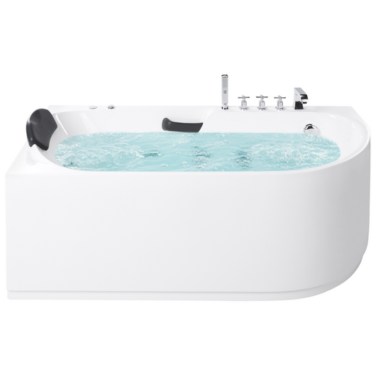 Vasca da bagno Bianca Argento Acrilico Acciaio inossidabile 170 x 80 cm lato destro Bianco Accessori con idromassaggio Poggiatesta