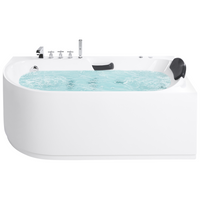 Vasca da bagno Bianca Argento Acrilico  Acciaio inossidabile 170 x 80 cm lato sinistro Bianco Accessori con idromassaggio Poggiatesta