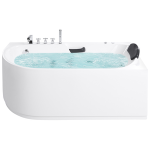 Vasca da bagno Bianca Argento Acrilico  Acciaio inossidabile 170 x 80 cm lato sinistro Bianco Accessori con idromassaggio Poggiatesta