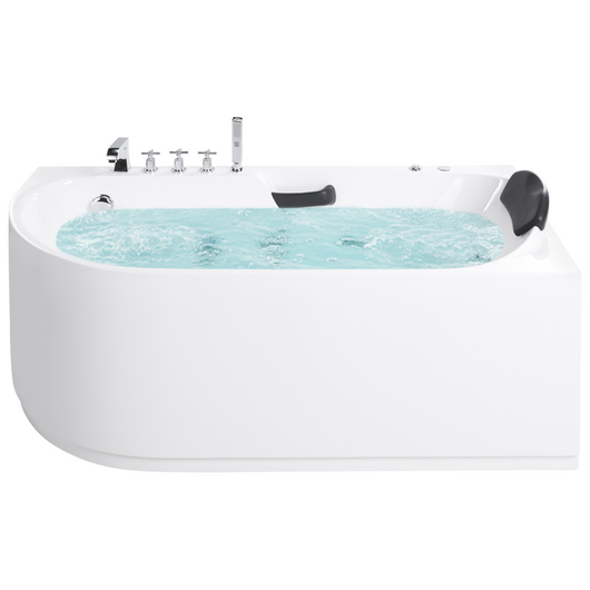Vasca da bagno Bianca Argento Acrilico  Acciaio inossidabile 170 x 80 cm lato sinistro Bianco Accessori con idromassaggio Poggiatesta