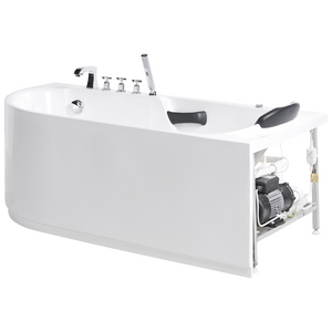 Vasca da bagno Bianca Argento Acrilico  Acciaio inossidabile 170 x 80 cm lato sinistro Bianco Accessori con idromassaggio Poggiatesta