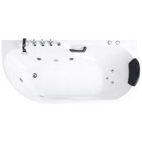 Vasca da bagno Bianca Argento Acrilico  Acciaio inossidabile 170 x 80 cm lato sinistro Bianco Accessori con idromassaggio Poggiatesta