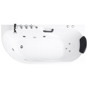 Vasca da bagno Bianca Argento Acrilico  Acciaio inossidabile 170 x 80 cm lato sinistro Bianco Accessori con idromassaggio Poggiatesta