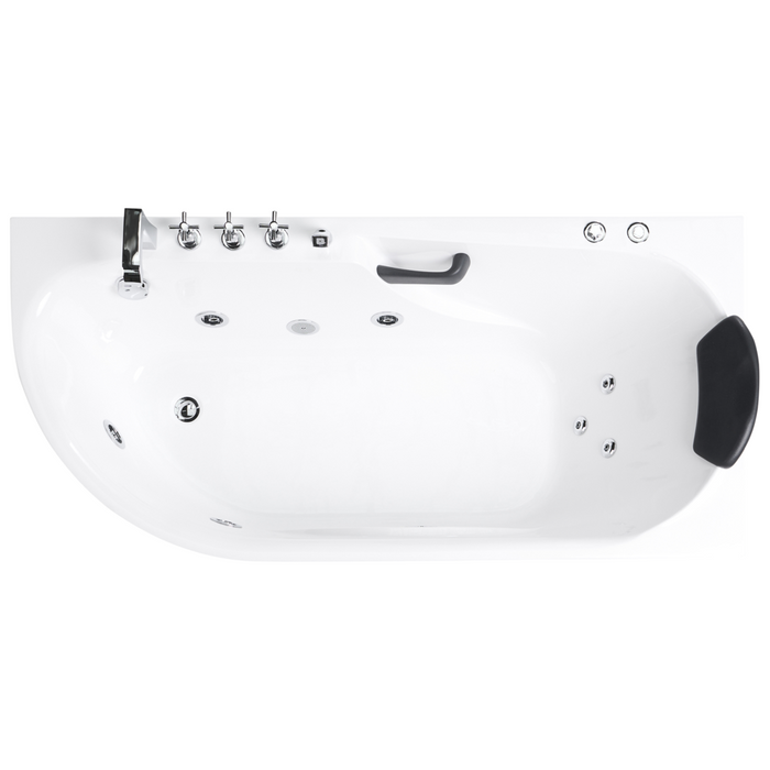 Vasca da bagno Bianca Argento Acrilico  Acciaio inossidabile 170 x 80 cm lato sinistro Bianco Accessori con idromassaggio Poggiatesta