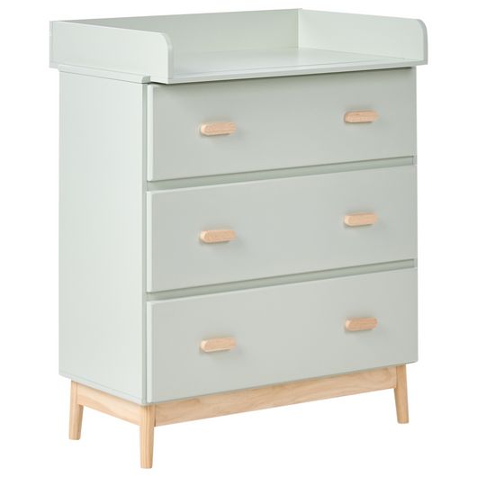 Fasciatoio Comò Leggermente verde MDF Gambe in legno di pino con cassetti Contenitore per cameretta dei bambini