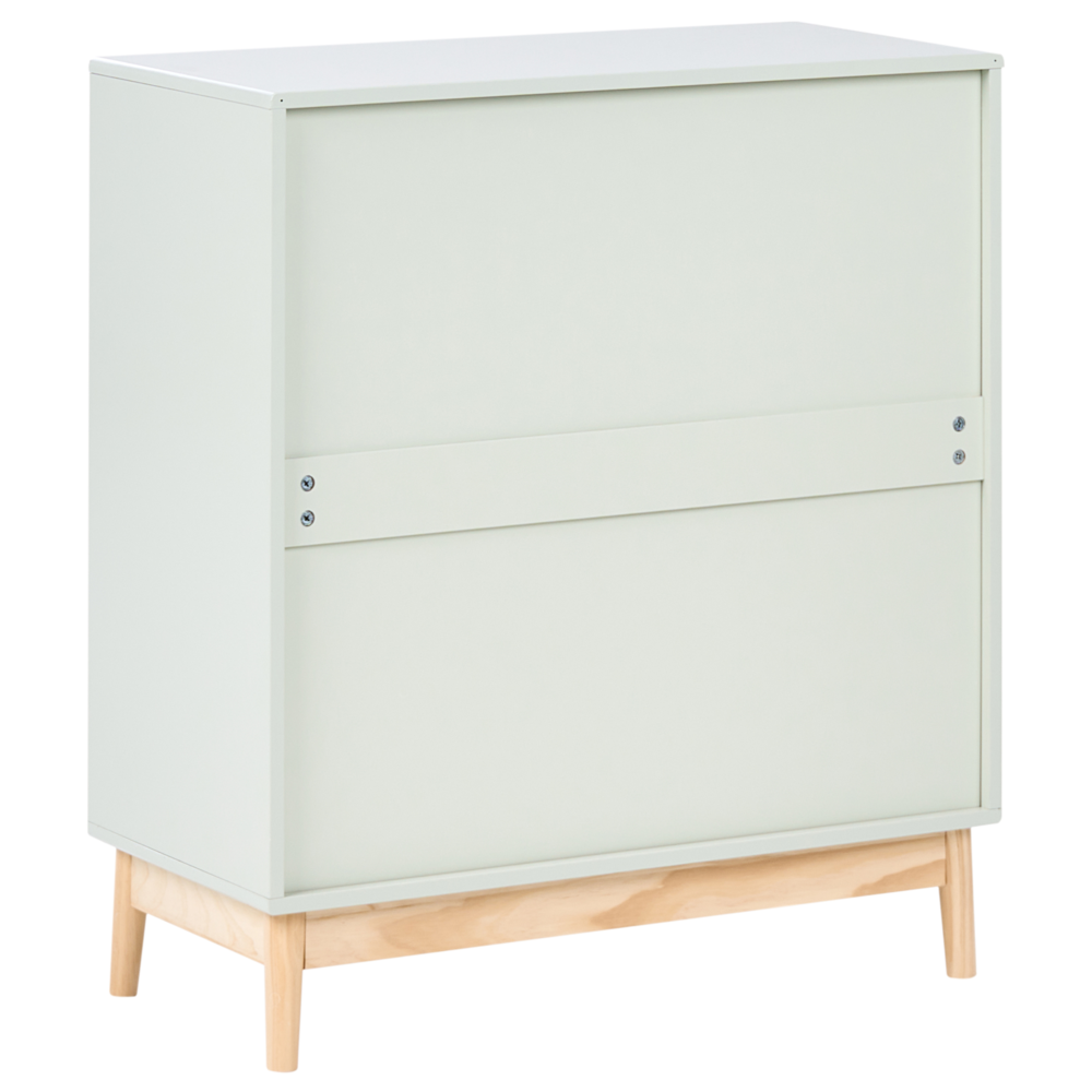 Fasciatoio Comò Leggermente verde MDF Gambe in legno di pino con cassetti Contenitore per cameretta dei bambini