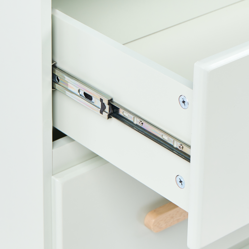 Fasciatoio Comò Leggermente verde MDF Gambe in legno di pino con cassetti Contenitore per cameretta dei bambini