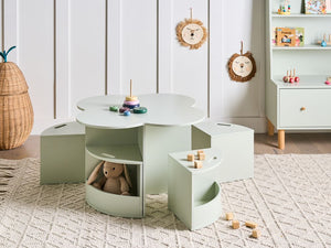 Set da 4 posti per bambini con tavolo e sedie verde chiaro MDF elegante per camera dei bambini e sala giochi
