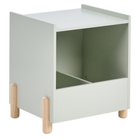 Comodino con luce verde chiaro MDF Gambe in legno di pino Contenitore per cameretta dei bambini
